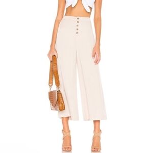 SIMPLY RETRO Capri’s Wide Leg Button Pleated Front M Cream Contemporary‎ Pants